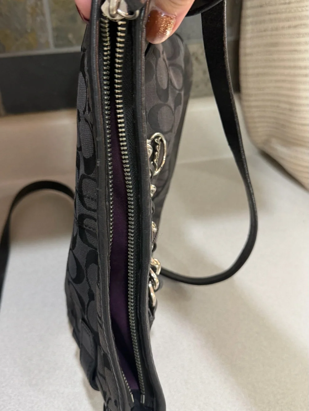 Coach shoulder bag slight fading at top of bag reflects price